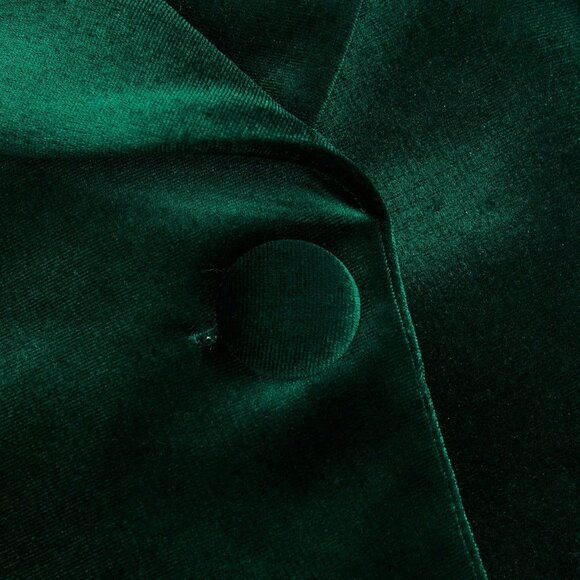 Green Velvet Elegant Women's Long Sleeve Velvet blazer with Pant Suit set - Picture 7 of 10